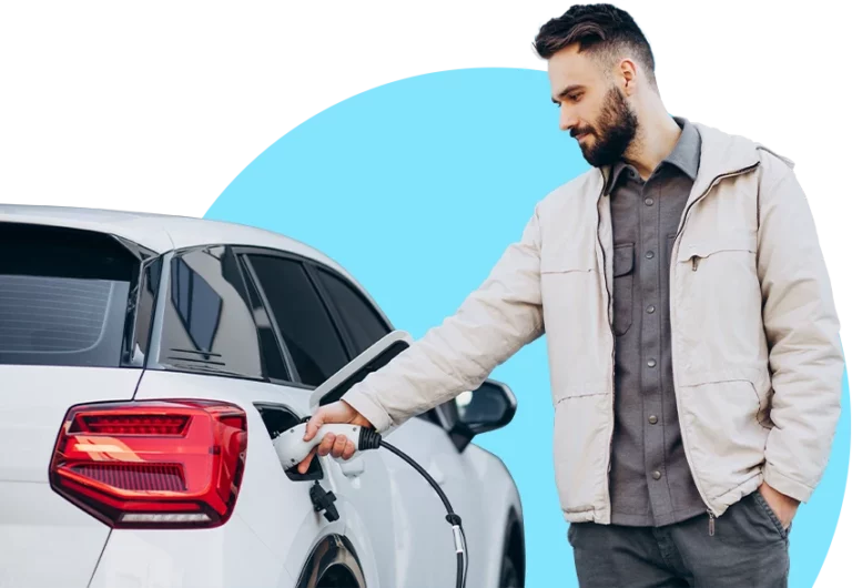 Man holding EV charger